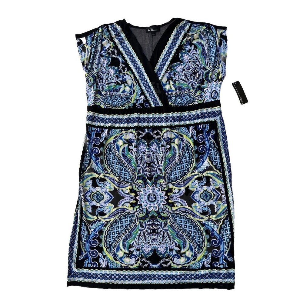 AGB Woman Paisley V-Neck Cap Sleeve Dress 1X NWT Made in USA - Picture 13 of 13